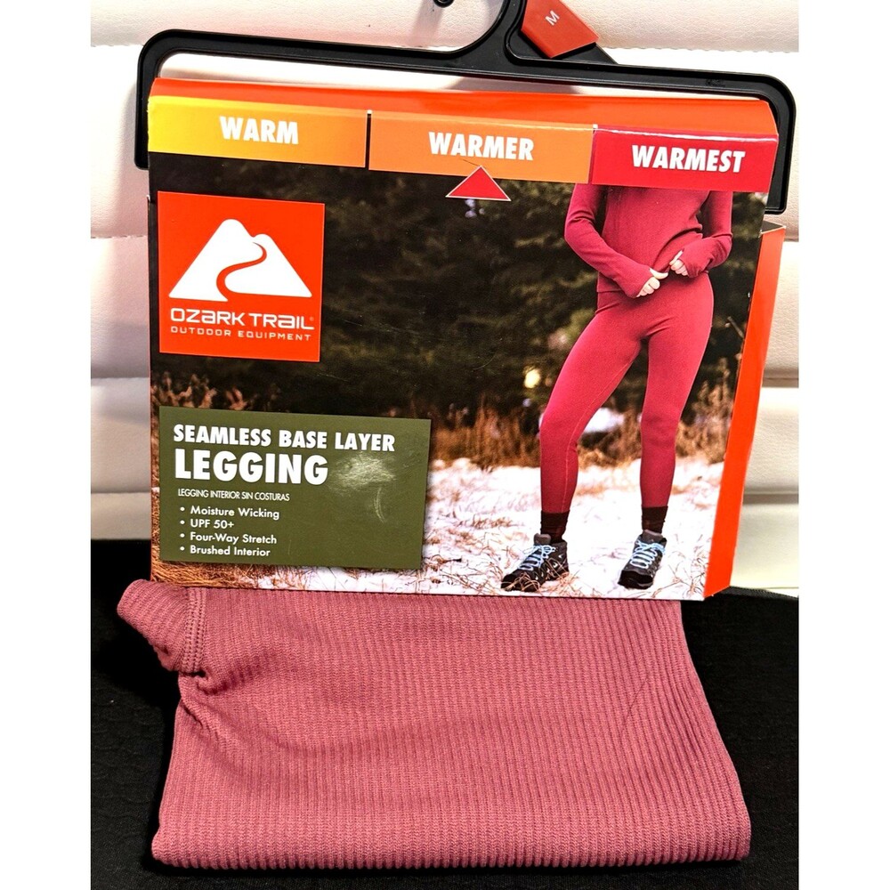 Ozark Trail Womens M 8-10 Base Layer Legging Wild Ginger Ribbed Stretch UPF 50+